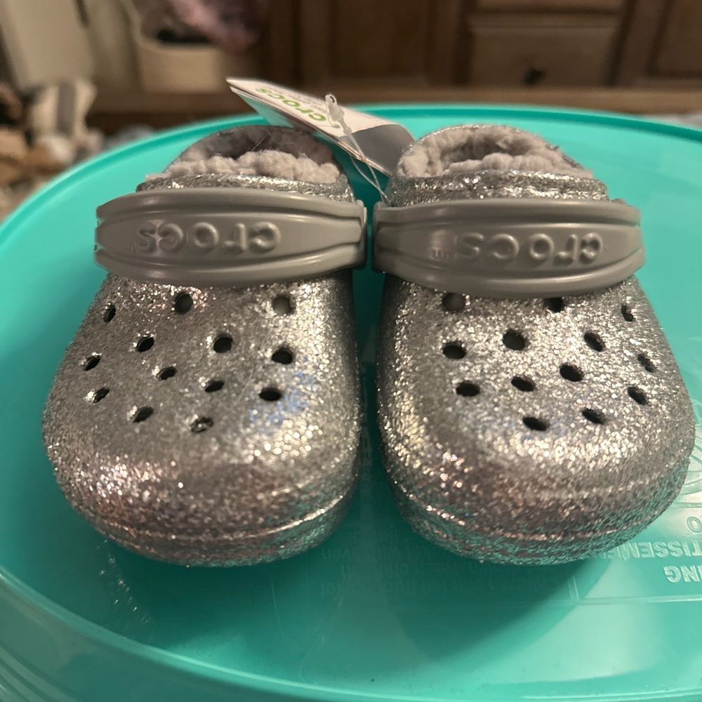 Glitter lined Toddler Crocs